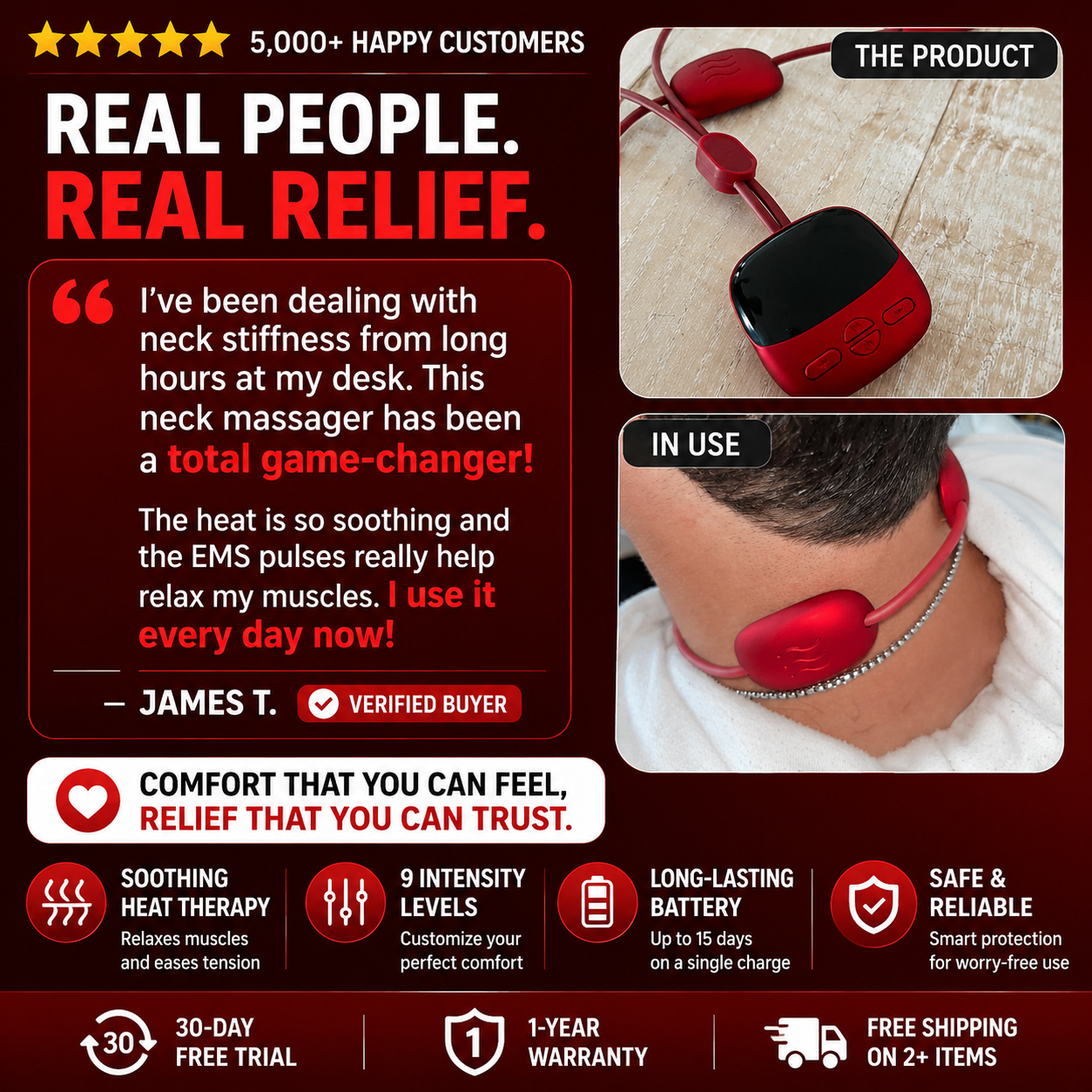 NeckEase™ Pro – EMS Heat Therapy Neck Massager