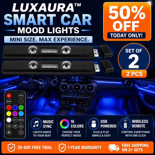 LuxAura™ Smart Car Mood Lights (Set of 2)