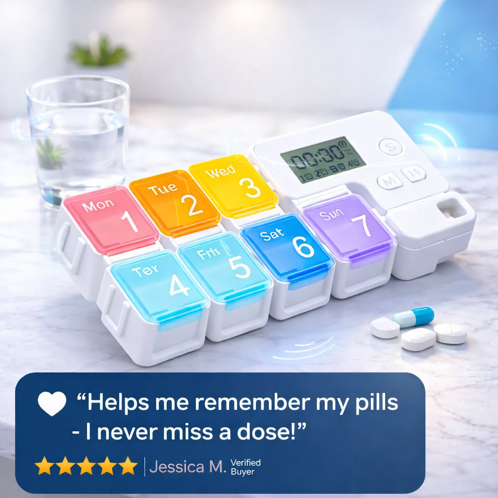 Luvianpros™ 7-Day Weekly Pill Box with Alarm Reminder