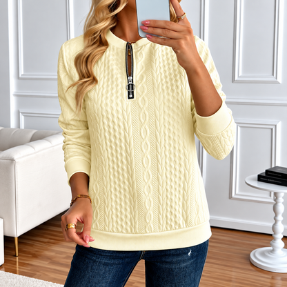 Velmora™ – Elegant Textured Zip Sweatshirt