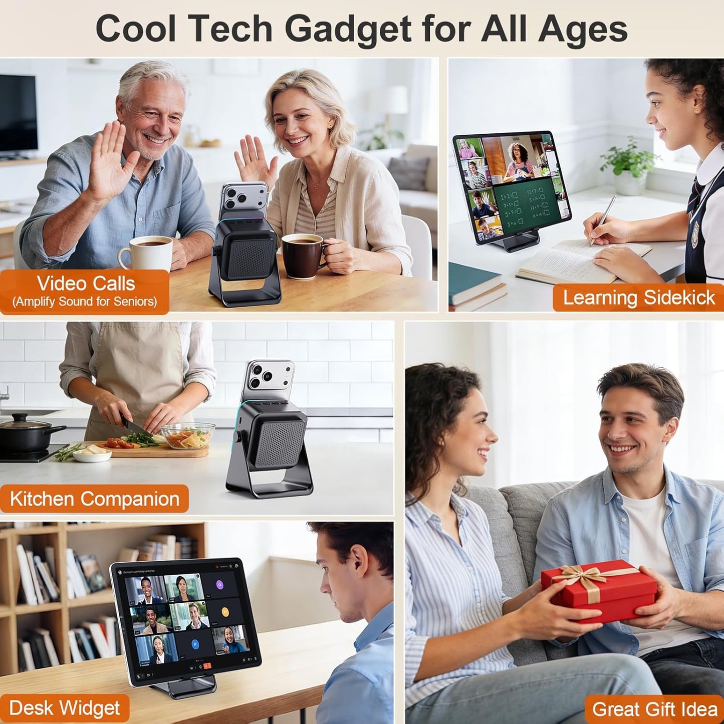 5-in-1 Phone Stand Speaker with RGB Light & Bluetooth