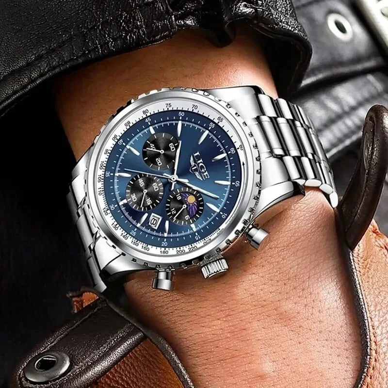 LIGE™ Men's Quartz Chronograph Watch