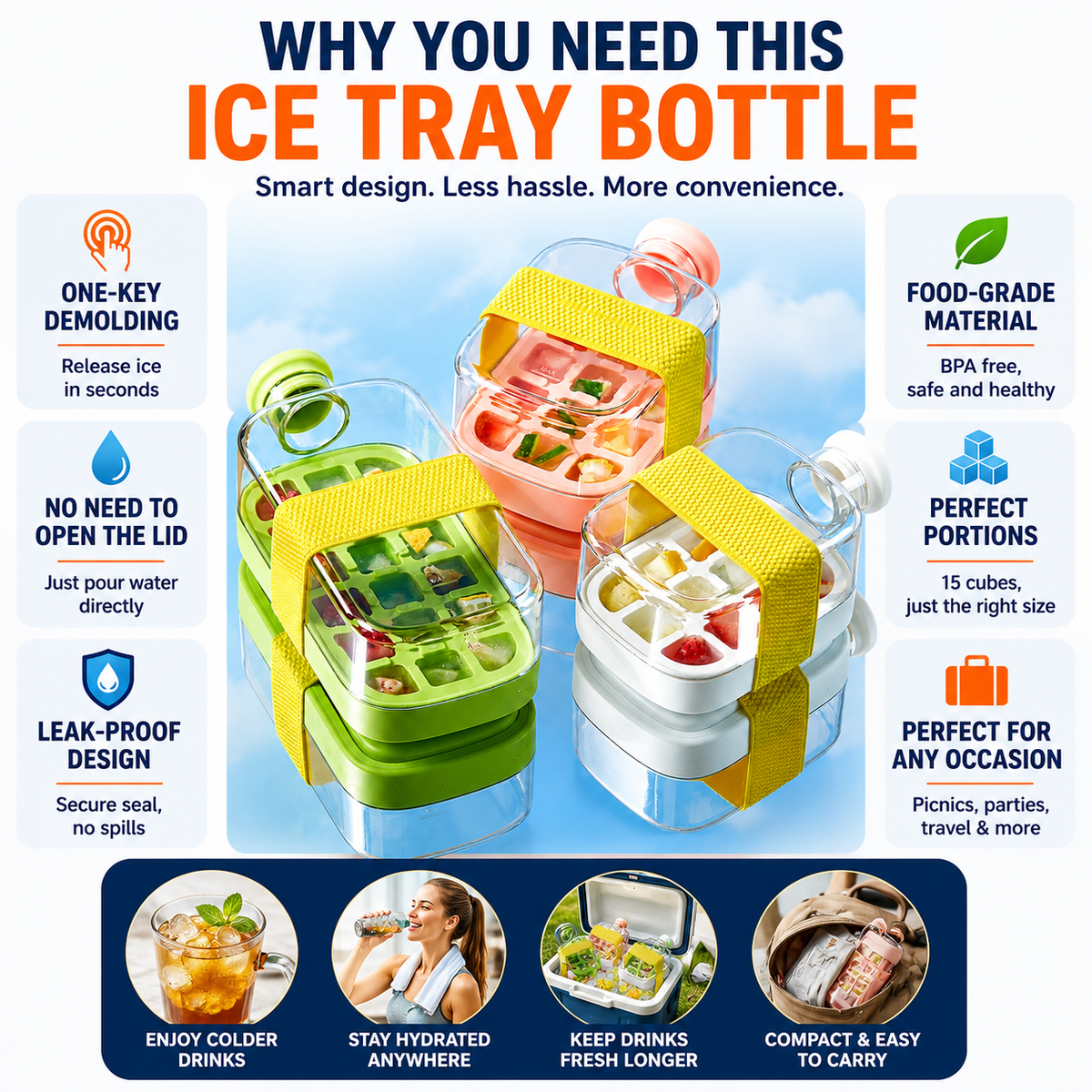 Iceora™ – 3-in-1 Ice Maker Bottle
