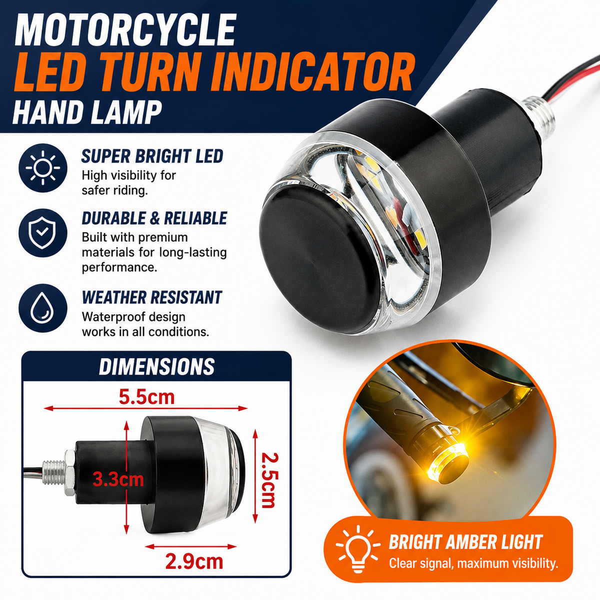 RideGlow™ – 360° Bar-End Signal Lights (2-Pack)