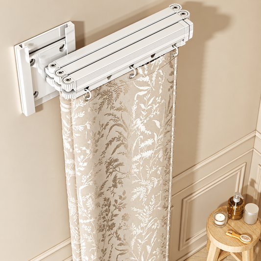 AquaFold™ – Fold-Away Shower Curtain Rod (Curtain Not Included)