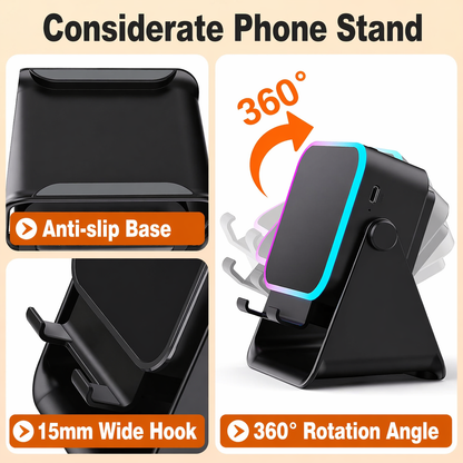 5-in-1 Phone Stand Speaker with RGB Light & Bluetooth