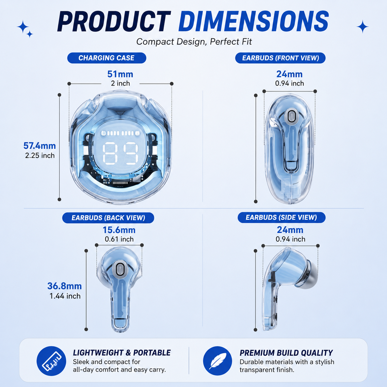 CyberPods™ Transparent LED Earbuds