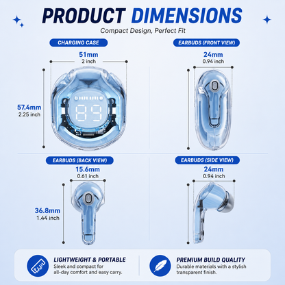 CyberPods™ Transparent LED Earbuds