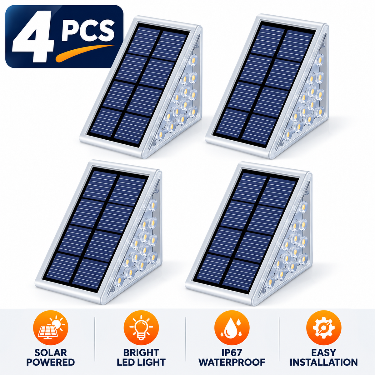 Stepora™ – 4-Pack Solar Stair Lights