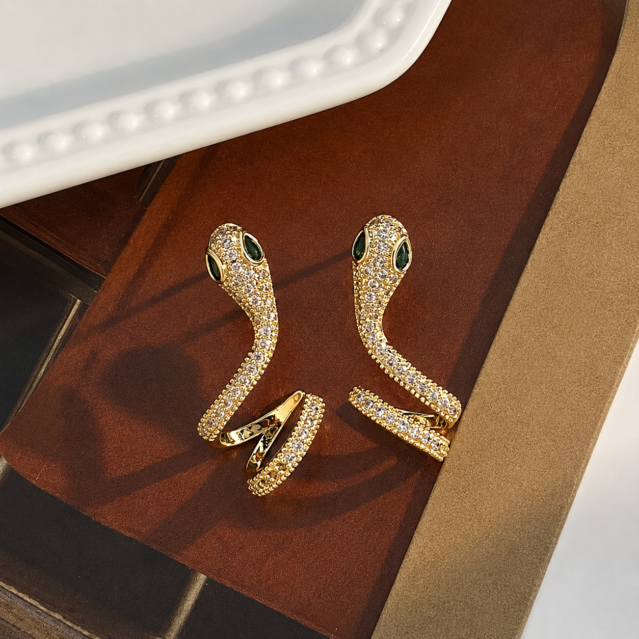 Crystal Serpent™ Snake Crystal Ear Cuff Earrings (1 Pair)