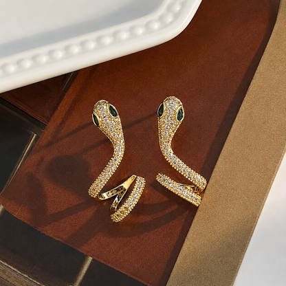 Crystal Serpent™ Snake Crystal Ear Cuff Earrings (1 Pair)