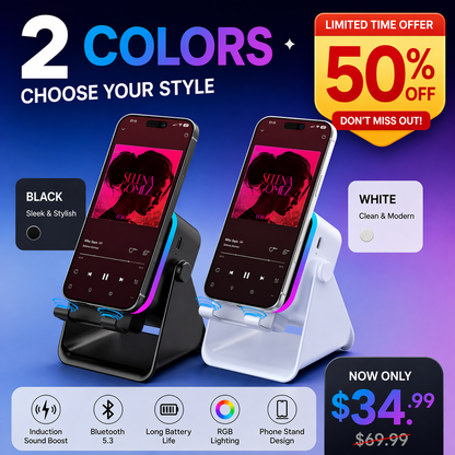 5-in-1 Phone Stand Speaker with RGB Light & Bluetooth