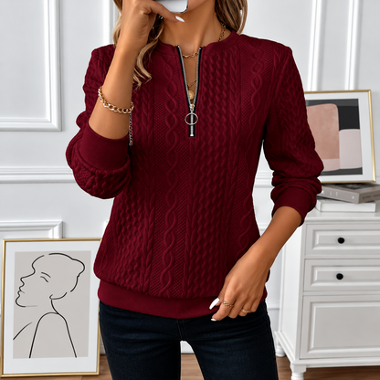 Velmora™ – Elegant Textured Zip Sweatshirt