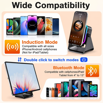 5-in-1 Phone Stand Speaker with RGB Light & Bluetooth
