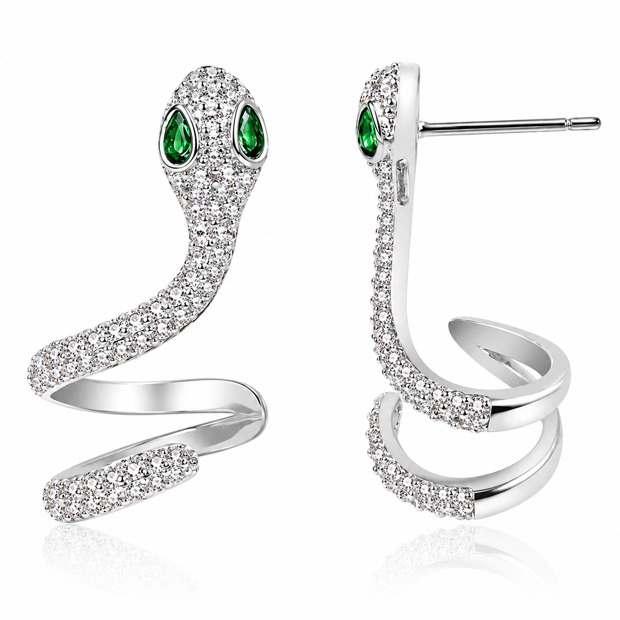 Crystal Serpent™ Snake Crystal Ear Cuff Earrings (1 Pair)