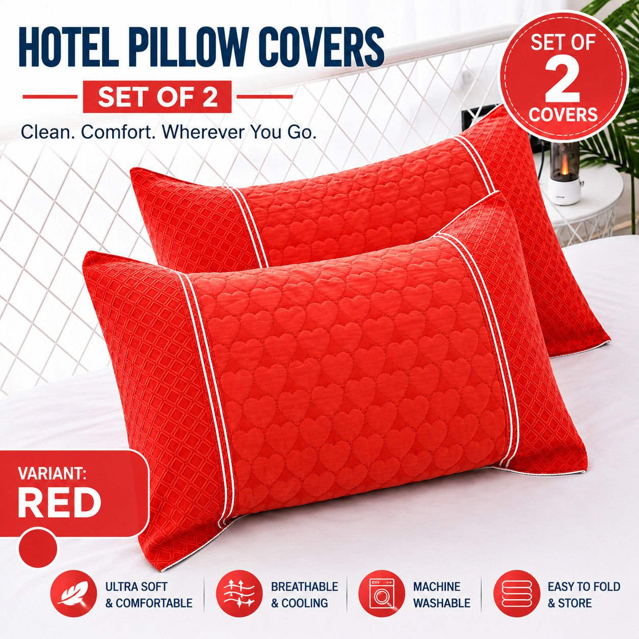 TravelShield™ Hotel Pillow Cover – Set of 2