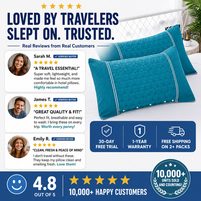 TravelShield™ Hotel Pillow Cover – Set of 2