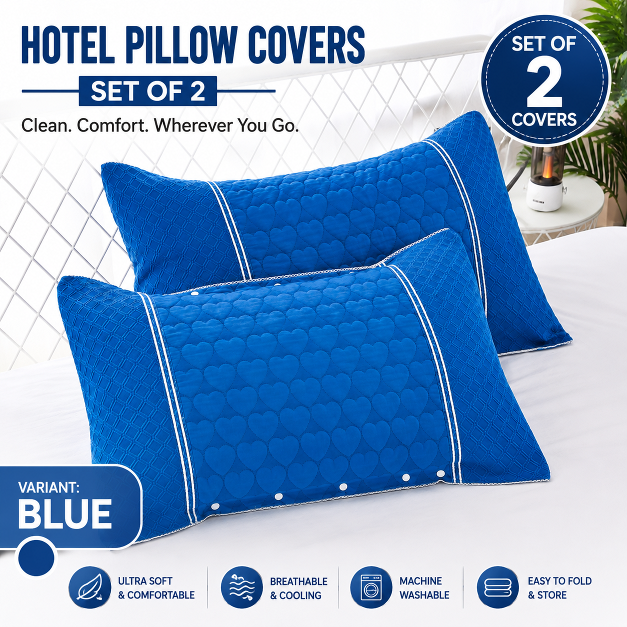 TravelShield™ Hotel Pillow Cover – Set of 2
