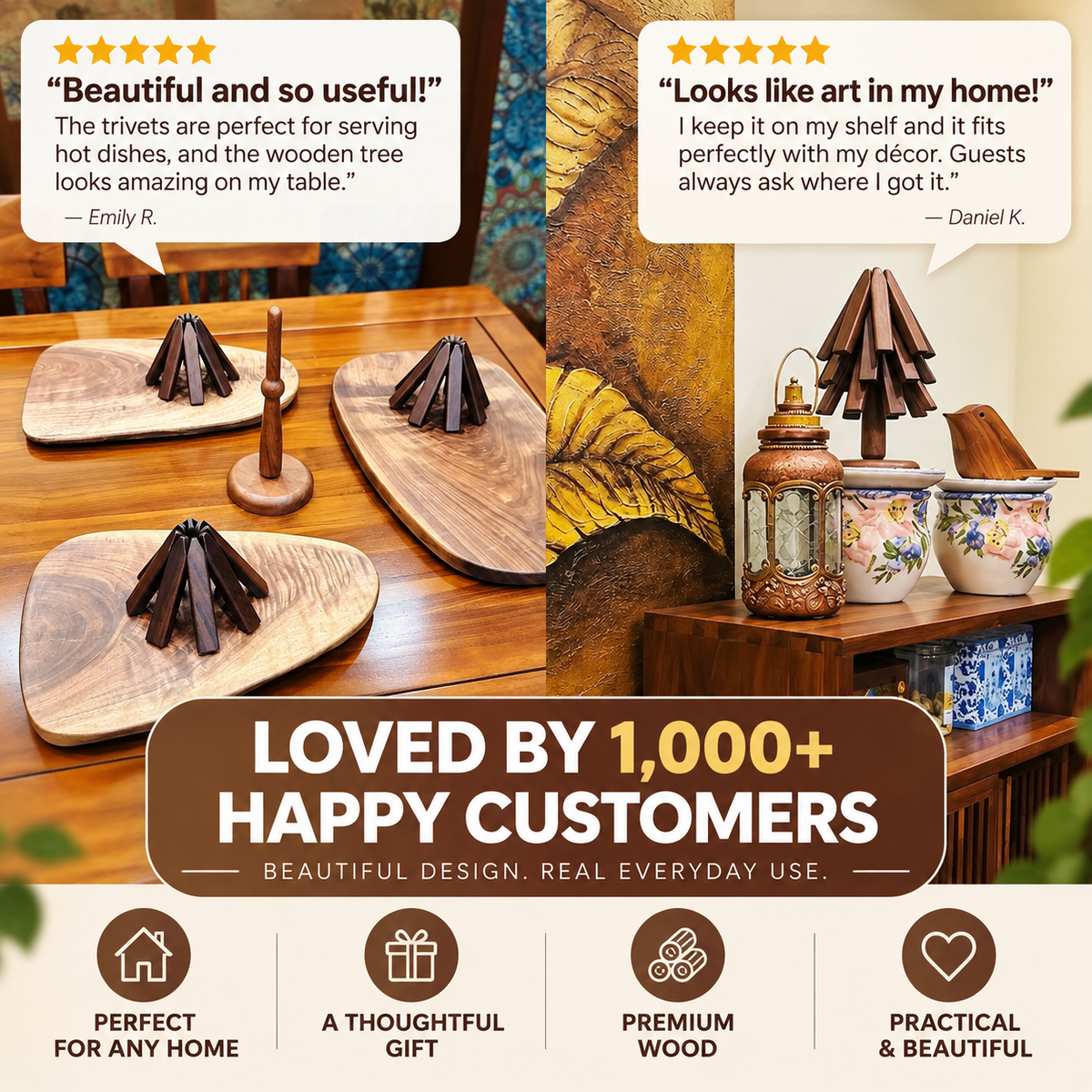 ARBORA™ – TRANSFORMING WOODEN TRIVET TREE