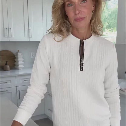 Velmora™ – Elegant Textured Zip Sweatshirt